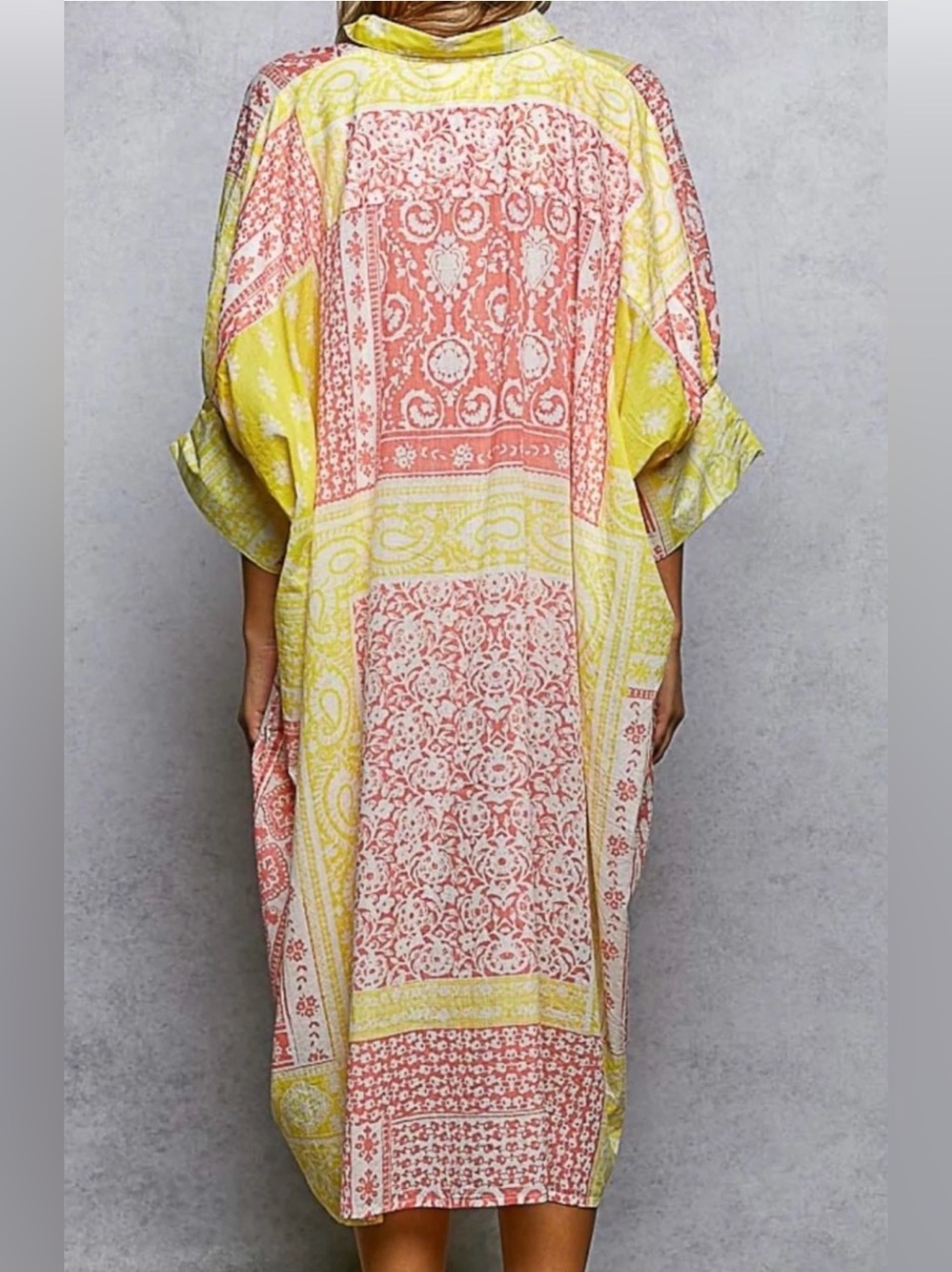 NWOT POL VIBRANT HALF SLEEVE BUTTON DOWN DRESS - Picture 4 of 10